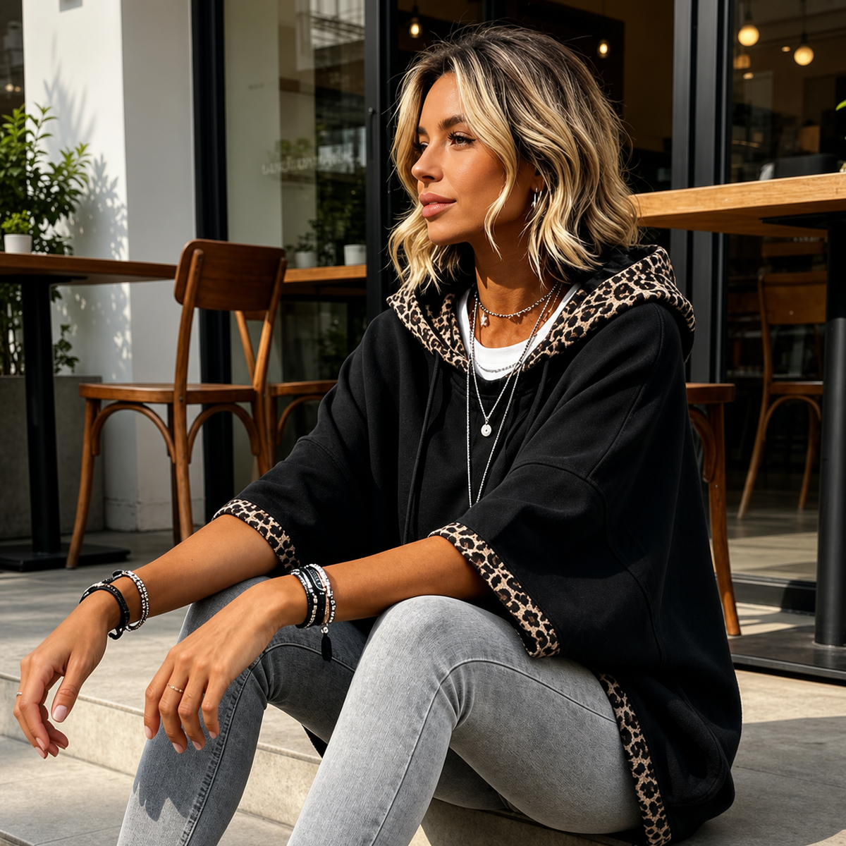 Nedda Capecchi™ Hooded Batwing Sweatshirt for Effortless Casual Style