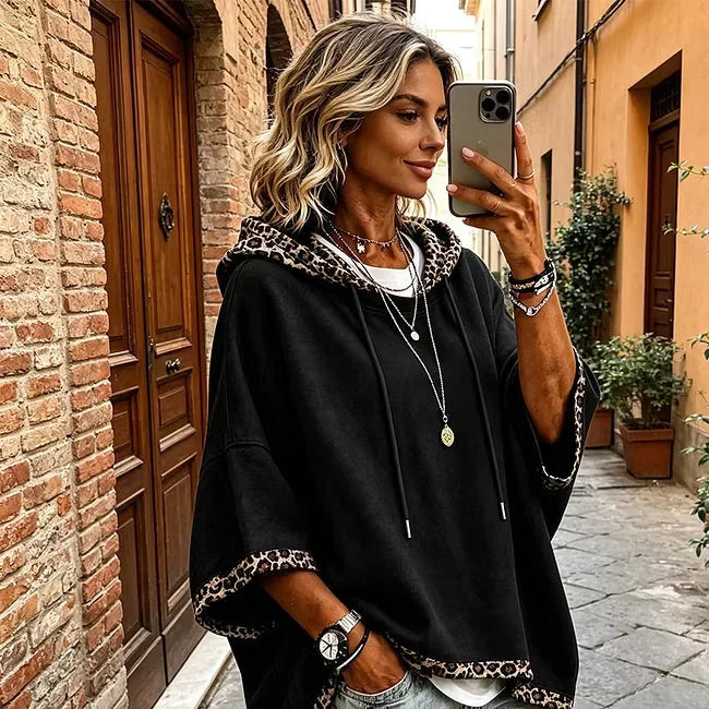 Nedda Capecchi™ Hooded Batwing Sweatshirt for Effortless Casual Style