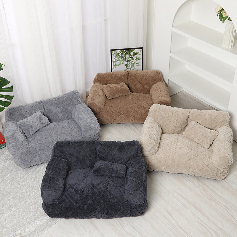 NestlCare Cozy Raised Pet Bed - plush pet sofa basket with raised edge and non-slip bottom, main view