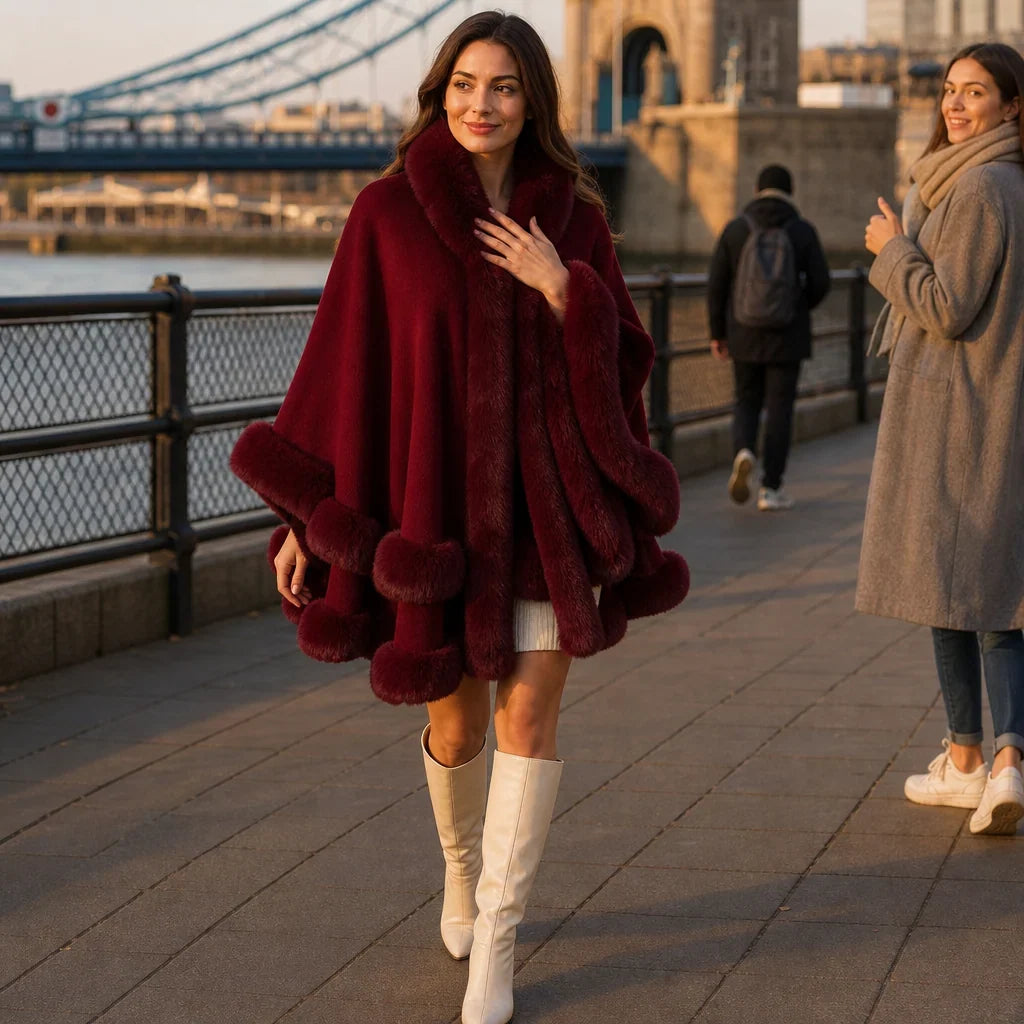 Neve Bonini™ Hooded Cape Coat for Elegant Warmth