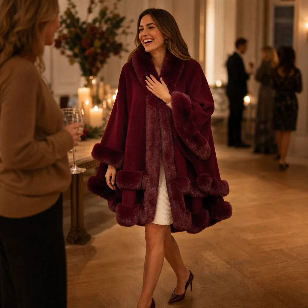 Neve Bonini™ Hooded Cape Coat for Elegant Warmth