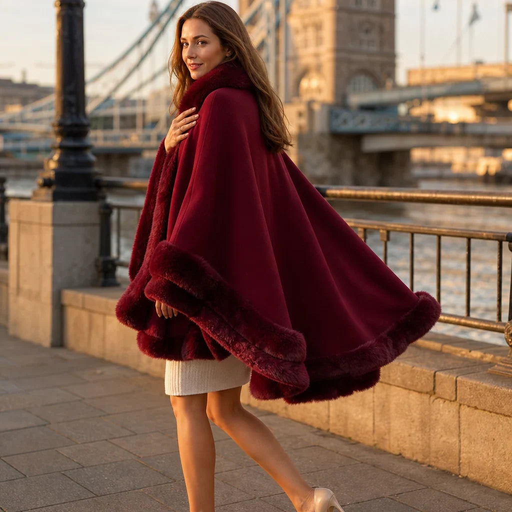 Neve Bonini™ Hooded Cape Coat for Elegant Warmth