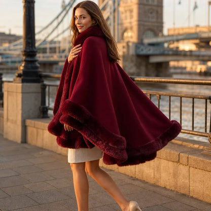 Neve Bonini™ Hooded Cape Coat for Elegant Warmth
