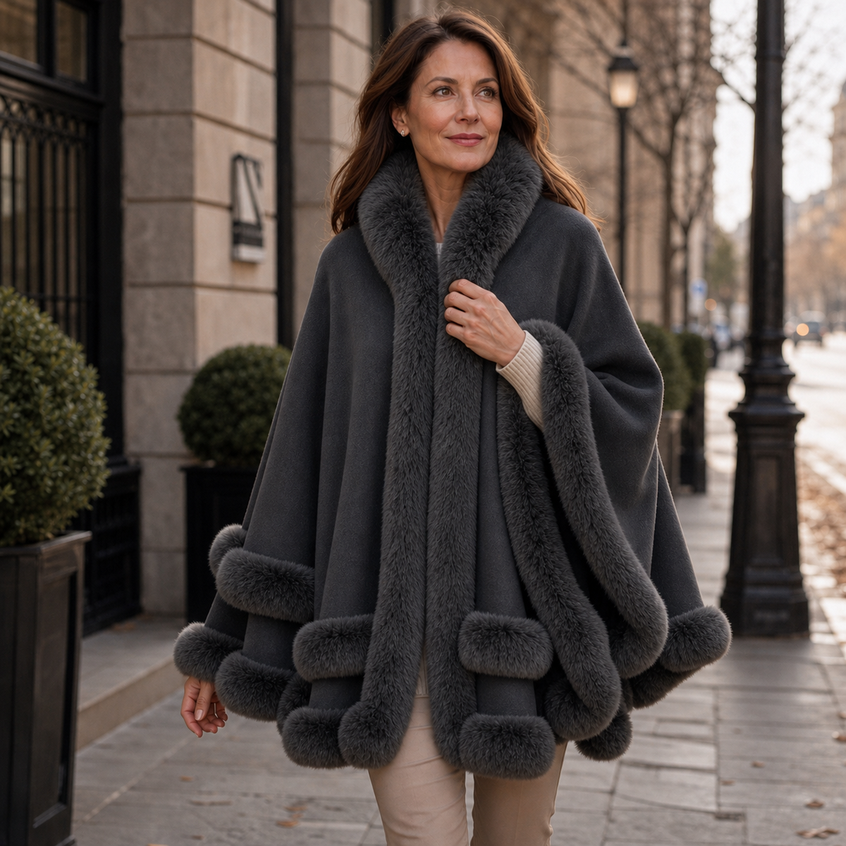 Neve Bonini™ Hooded Cape Coat for Elegant Warmth
