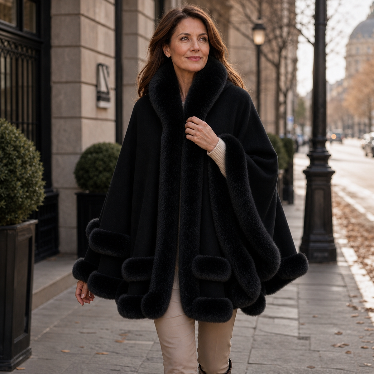 Neve Bonini™ Hooded Cape Coat for Elegant Warmth