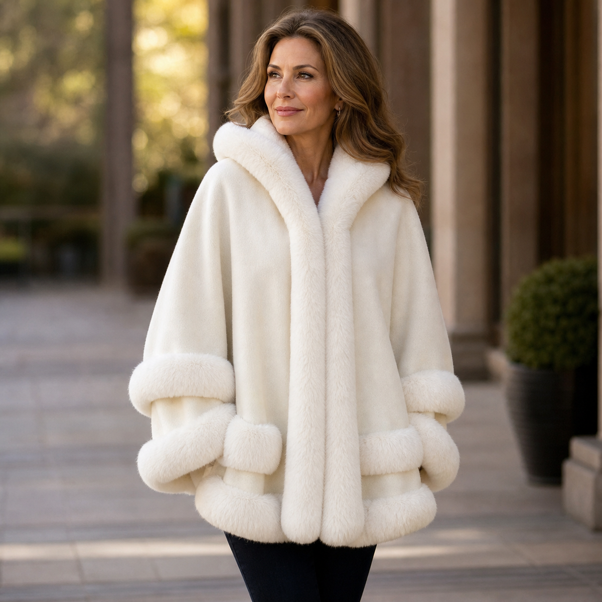 Neve Bonini™ Hooded Cape Coat for Elegant Warmth