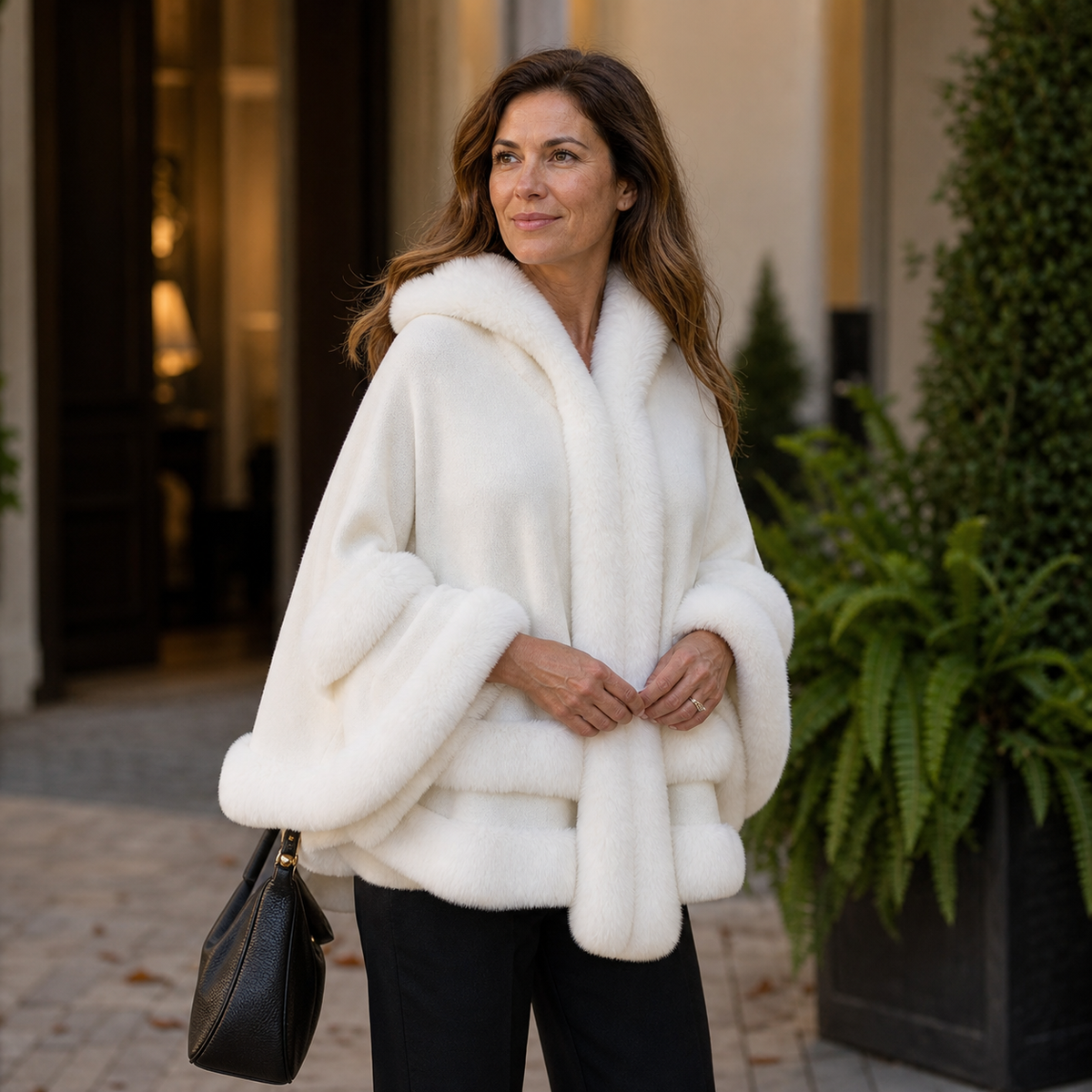 Neve Bonini™ Hooded Cape Coat for Elegant Warmth