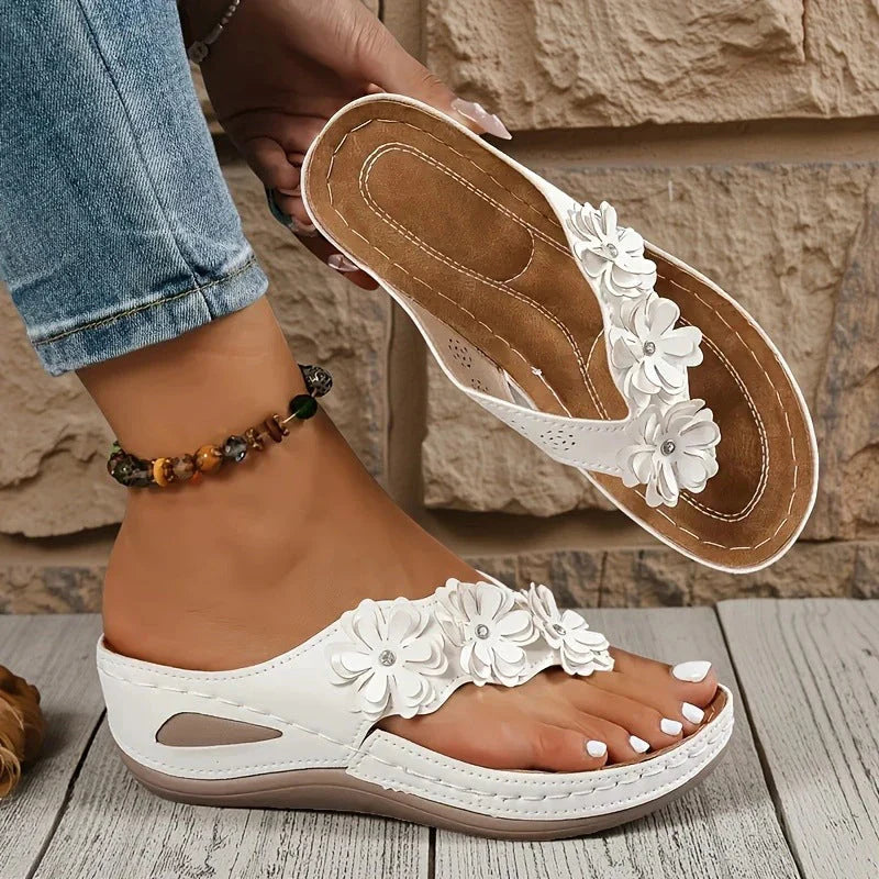 Nicoletta Cortini™ Floral Wedge Sandals for Effortless Summer Comfort