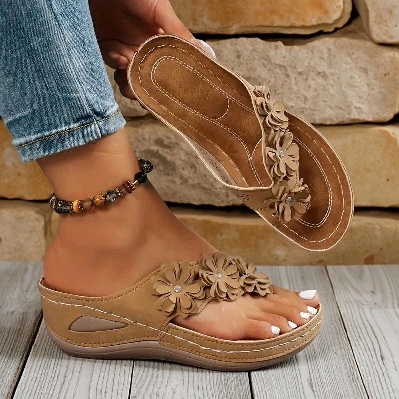 Nicoletta Cortini™ Floral Wedge Sandals for Effortless Summer Comfort