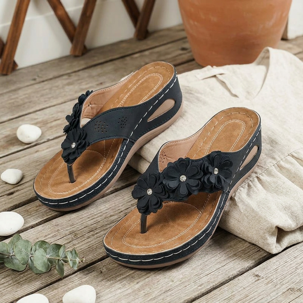 Nicoletta Cortini™ Floral Wedge Sandals for Effortless Summer Comfort
