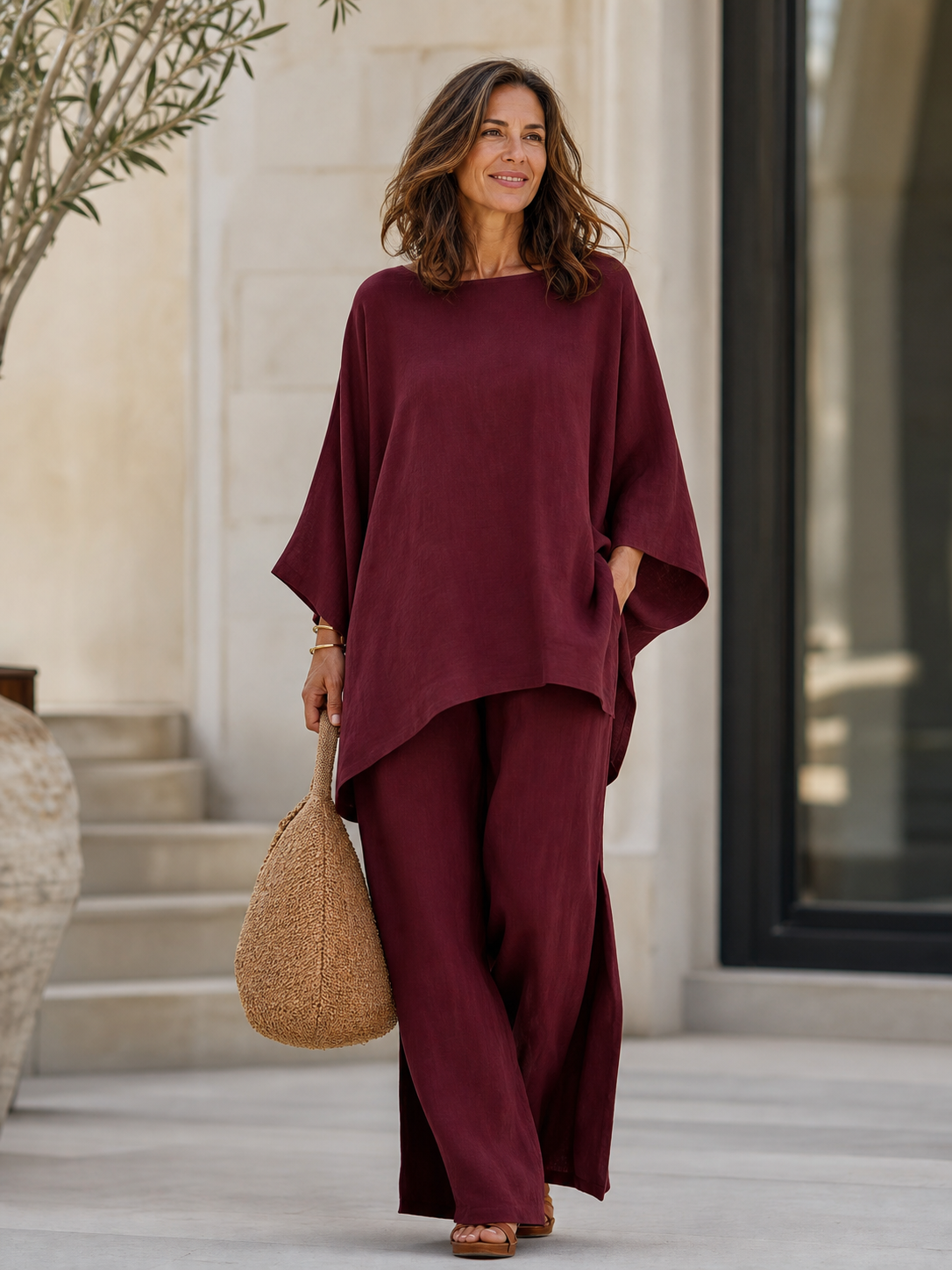 Nicoletta Ridolfi™ Flowy Top and Pants Set for Effortless Style