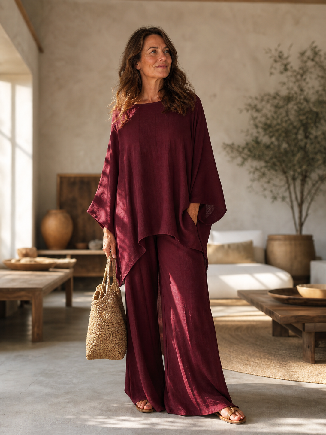Nicoletta Ridolfi™ Flowy Top and Pants Set for Effortless Style