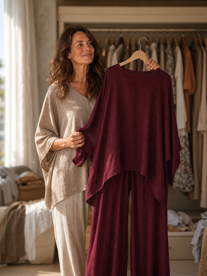 Nicoletta Ridolfi™ Flowy Top and Pants Set for Effortless Style