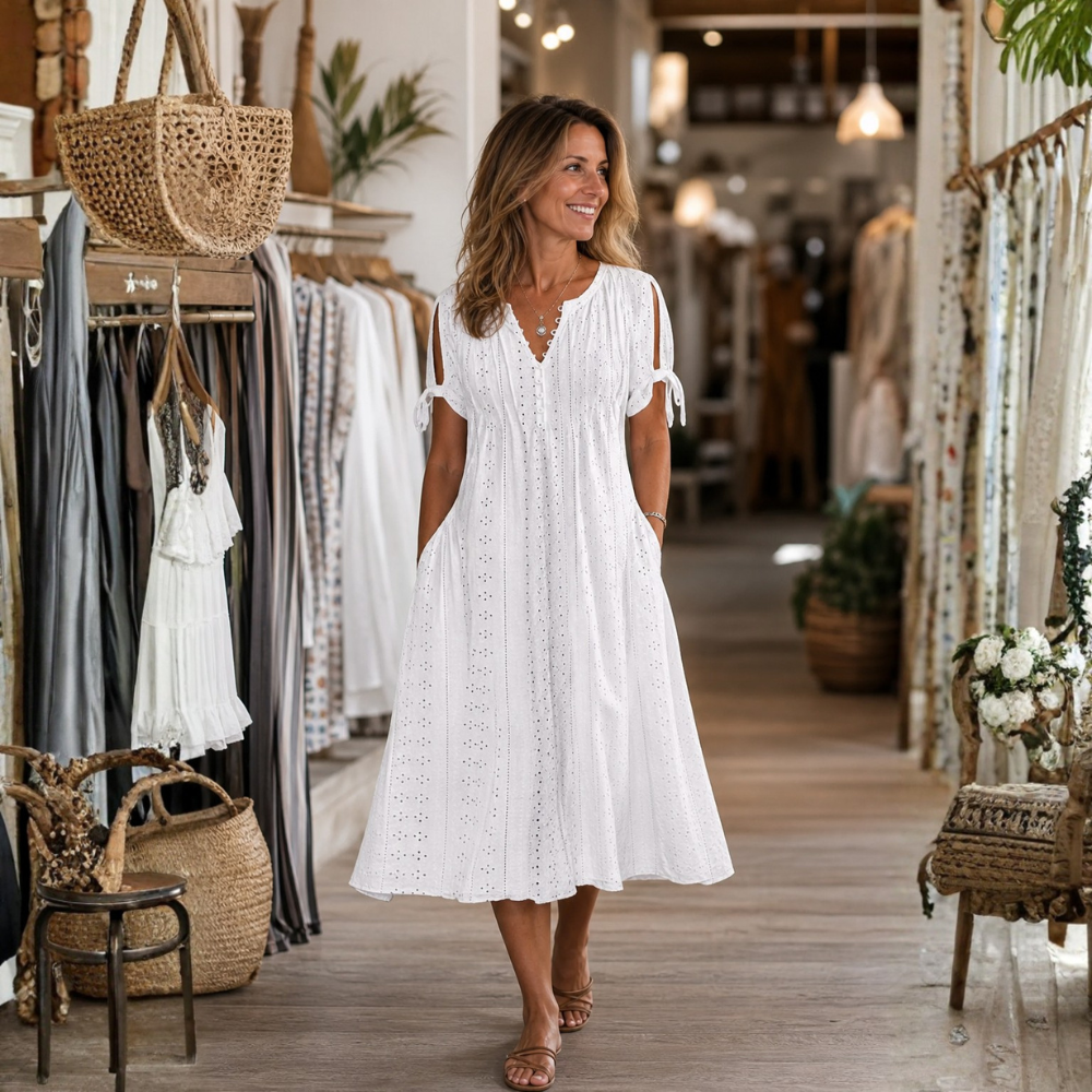 Ninetta Cossiga™ Elegant V-Neck Cutout Dress for Warm Days