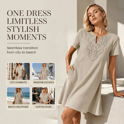 Nives Torriani™ Relaxed V-Neck Lace Dress for Easy Summer Days