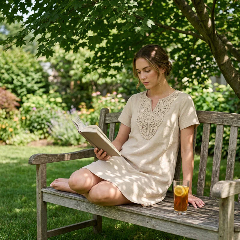 Nives Torriani™ Relaxed V-Neck Lace Dress for Easy Summer Days