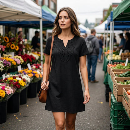 Nives Torriani™ Relaxed V-Neck Lace Dress for Easy Summer Days