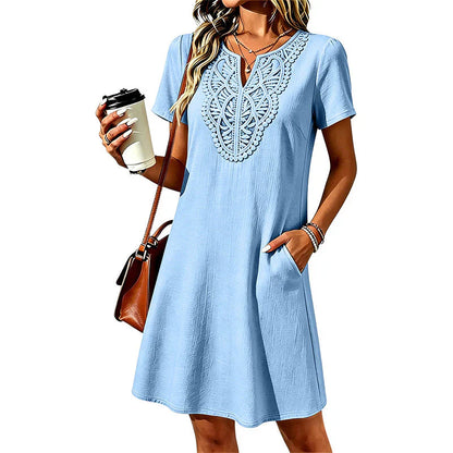 Nives Torriani™ Relaxed V-Neck Lace Dress for Easy Summer Days