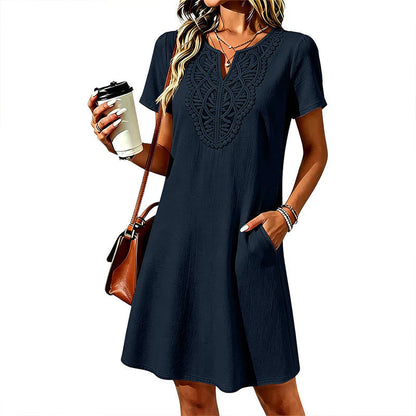 Nives Torriani™ Relaxed V-Neck Lace Dress for Easy Summer Days