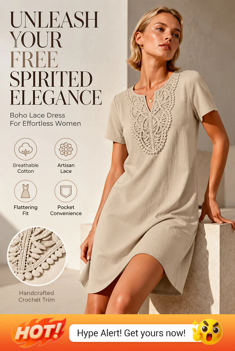 Nives Torriani™ Relaxed V-Neck Lace Dress for Easy Summer Days