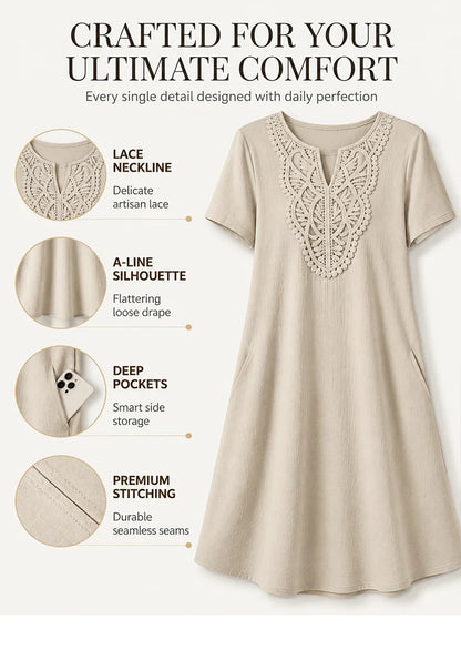 Nives Torriani™ Relaxed V-Neck Lace Dress for Easy Summer Days