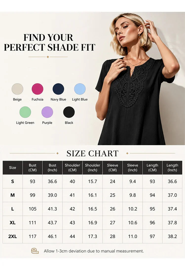 Nives Torriani™ Relaxed V-Neck Lace Dress for Easy Summer Days