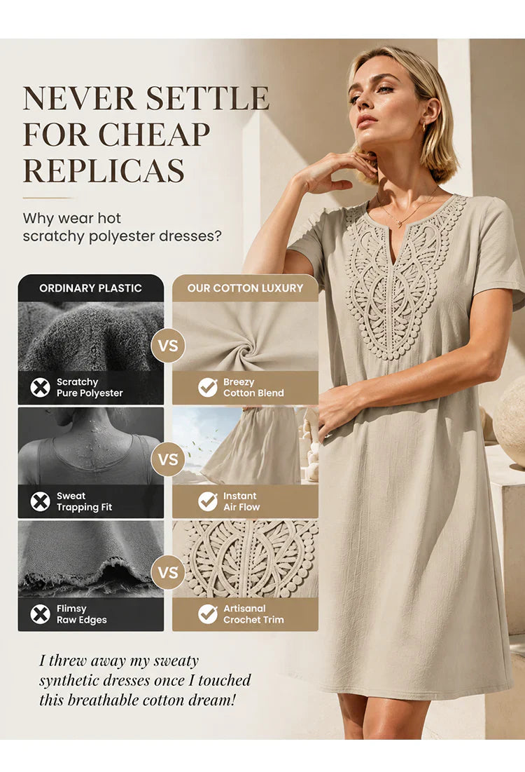 Nives Torriani™ Relaxed V-Neck Lace Dress for Easy Summer Days