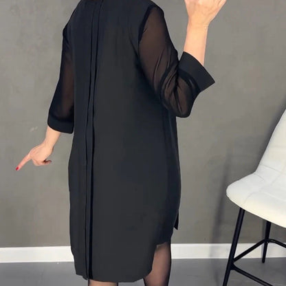 Norma New Straight Medium Sleeve Dress - three-quarter angle view showing silhouette