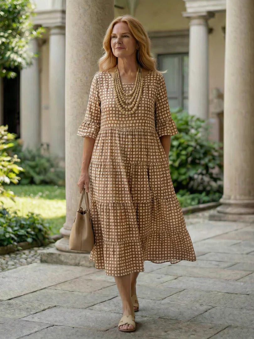 Olga Penna™ Breathable Midi Dress for Effortless Everyday Style