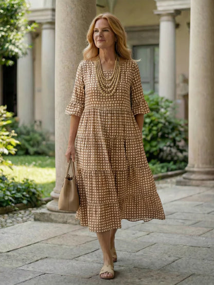 Olga Penna™ Breathable Midi Dress for Effortless Everyday Style