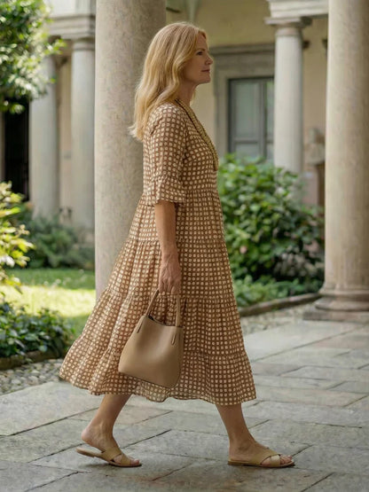 Olga Penna™ Breathable Midi Dress for Effortless Everyday Style
