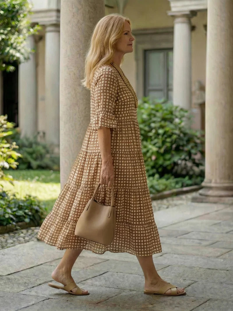 Olga Penna™ Breathable Midi Dress for Effortless Everyday Style