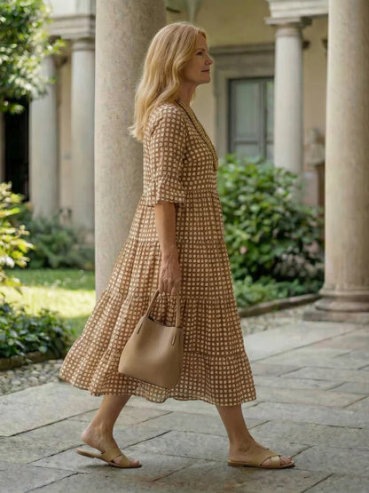 Olga Penna™ Breathable Midi Dress for Effortless Everyday Style