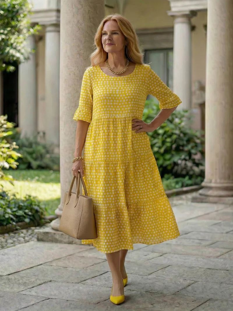 Olga Penna™ Breathable Midi Dress for Effortless Everyday Style