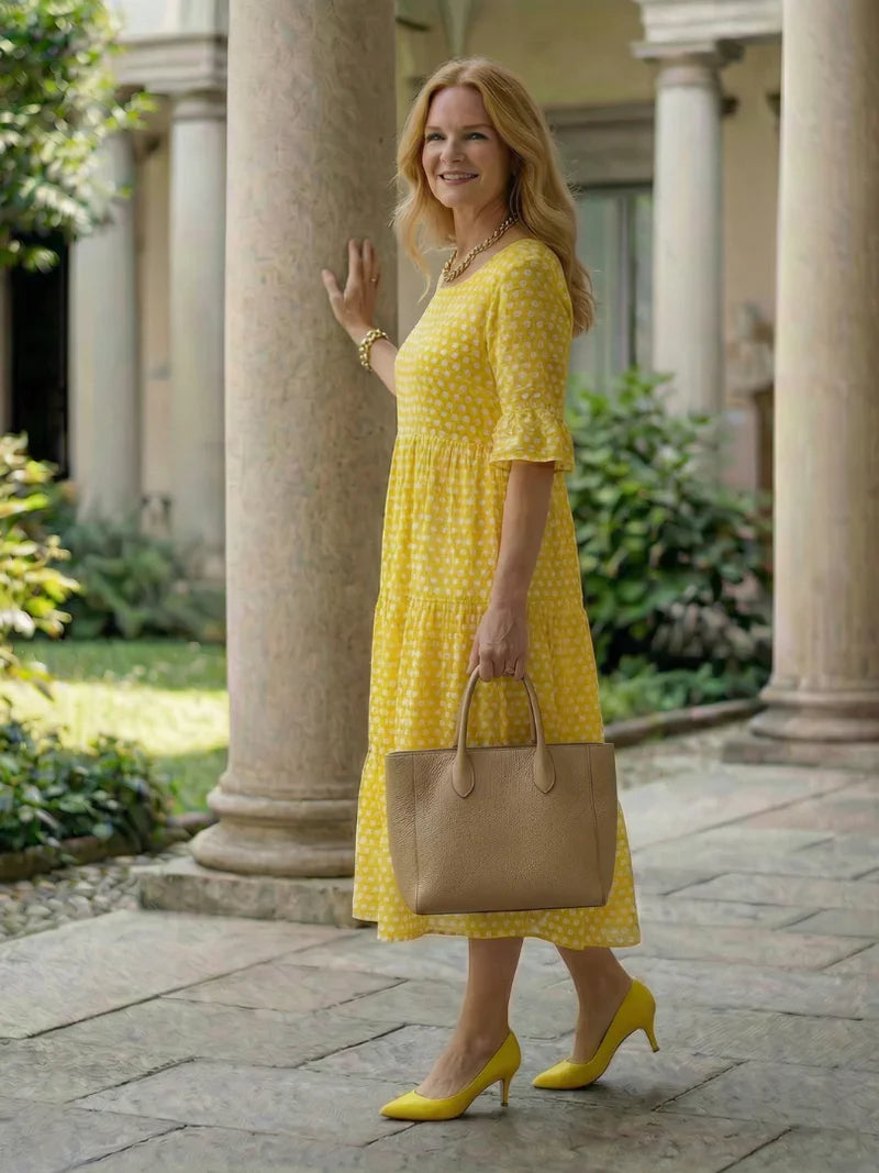 Olga Penna™ Breathable Midi Dress for Effortless Everyday Style