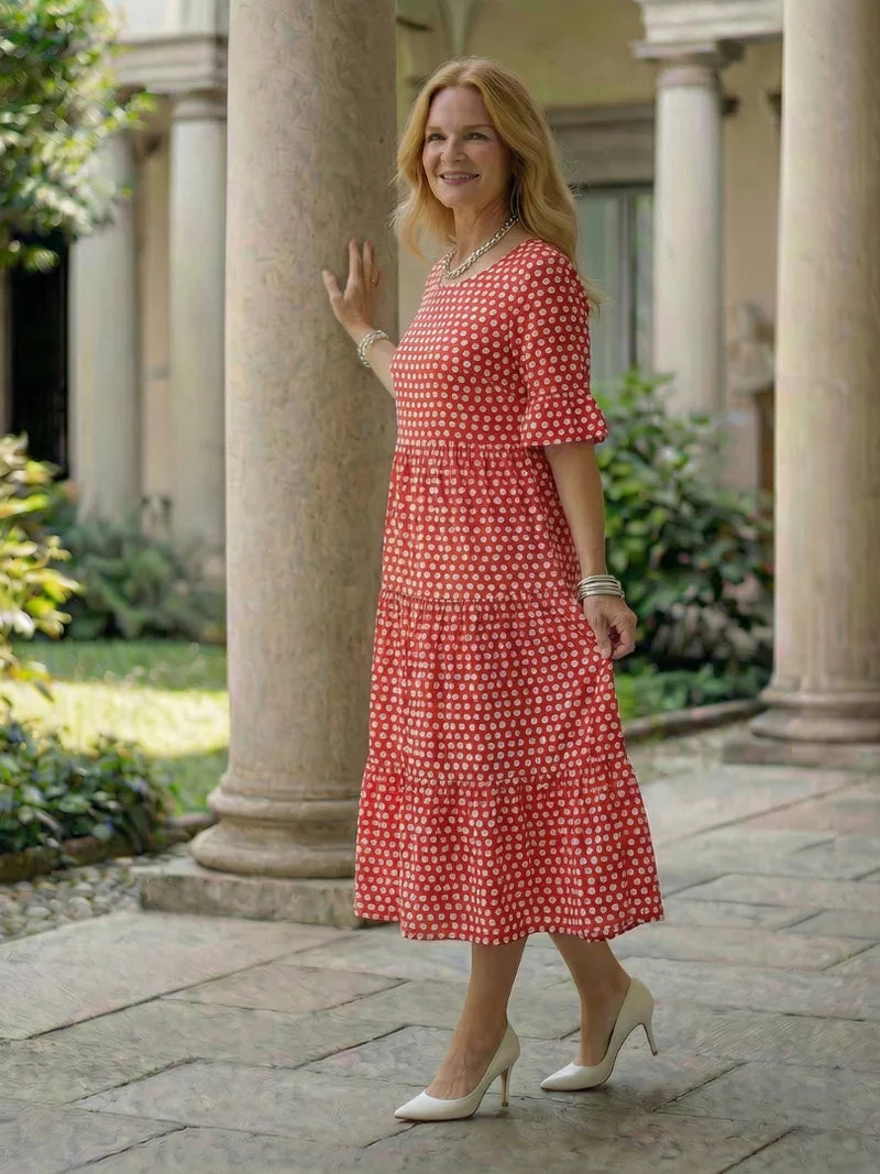 Olga Penna™ Breathable Midi Dress for Effortless Everyday Style