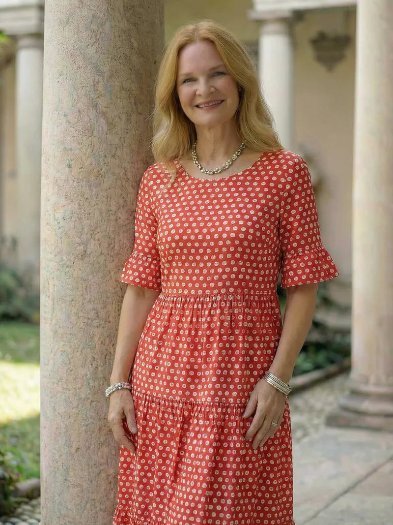 Olga Penna™ Breathable Midi Dress for Effortless Everyday Style