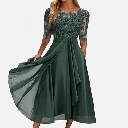 Olga Salandra™ Embroidered Midi Dress for Elegant Occasions