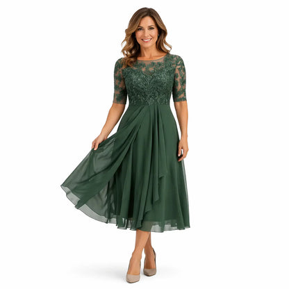 Olga Salandra™ Embroidered Midi Dress for Elegant Occasions
