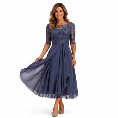 Olga Salandra™ Embroidered Midi Dress for Elegant Occasions