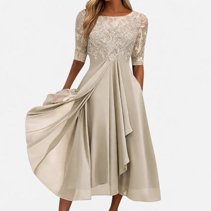 Olga Salandra™ Embroidered Midi Dress for Elegant Occasions