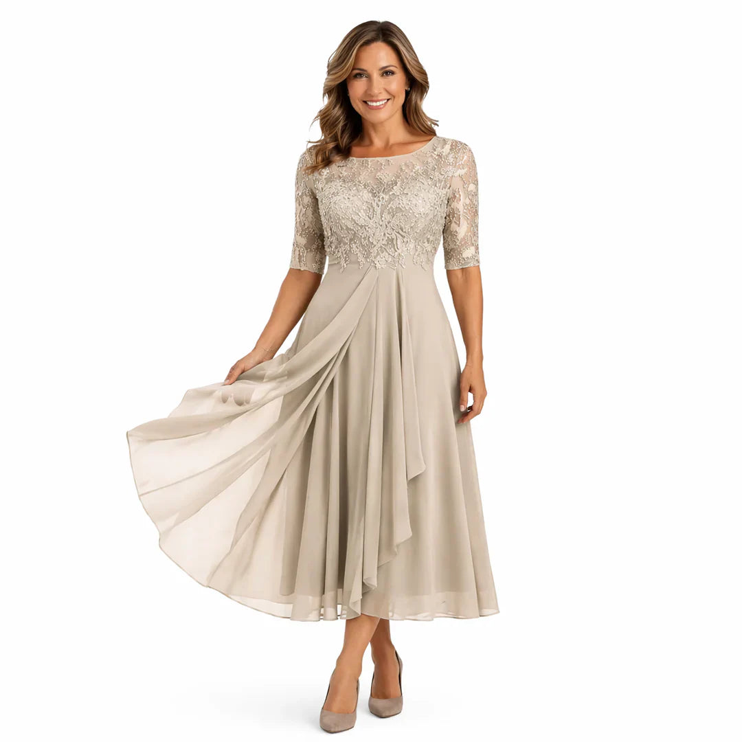 Olga Salandra™ Embroidered Midi Dress for Elegant Occasions