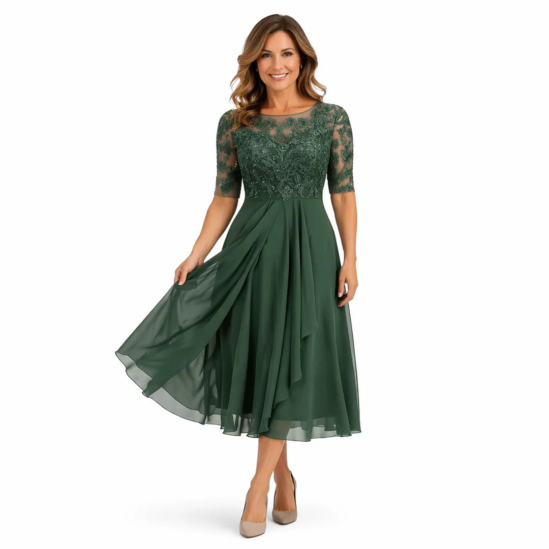 Olga Salandra™ Embroidered Midi Dress for Elegant Occasions