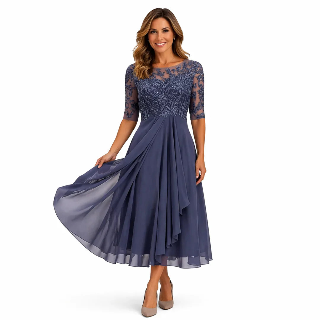 Olga Salandra™ Embroidered Midi Dress for Elegant Occasions