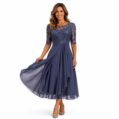 Olga Salandra™ Embroidered Midi Dress for Elegant Occasions