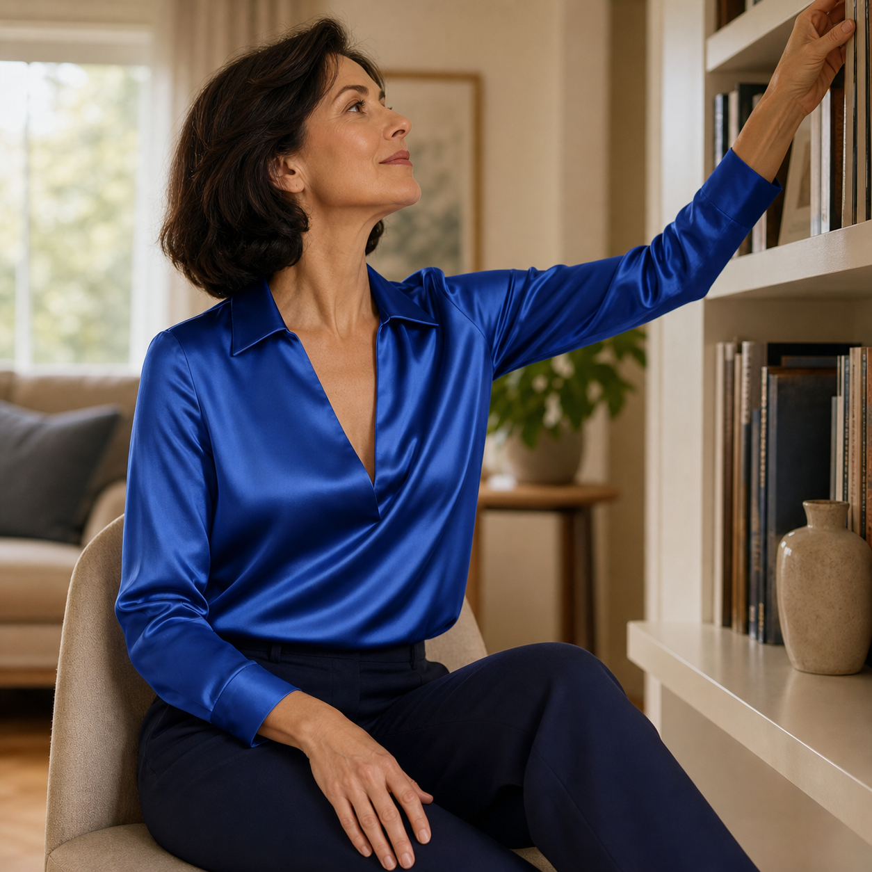 Olimpia Bergonzi™ Versatile V-neck Blouse for Effortless Style