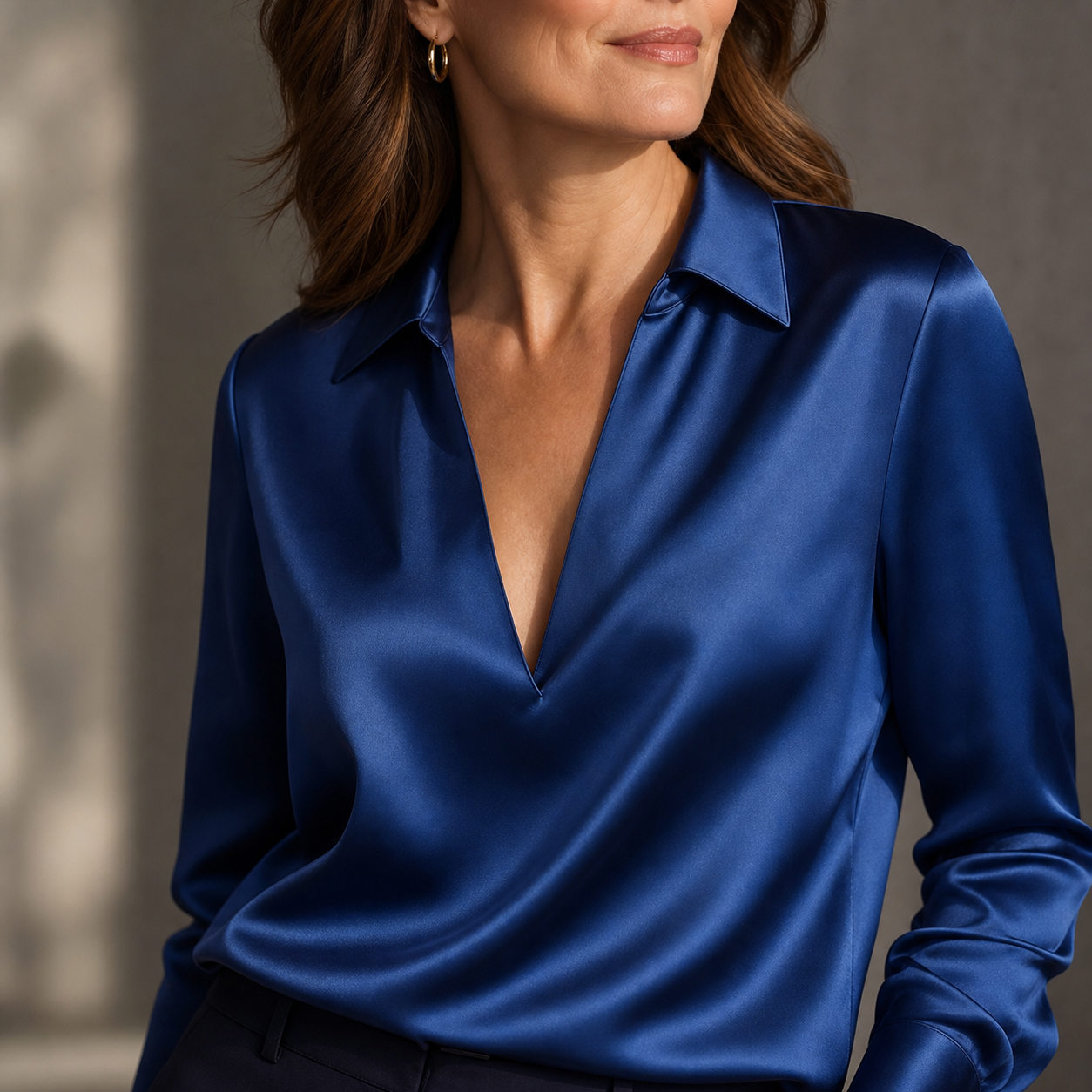 Olimpia Bergonzi™ Versatile V-neck Blouse for Effortless Style