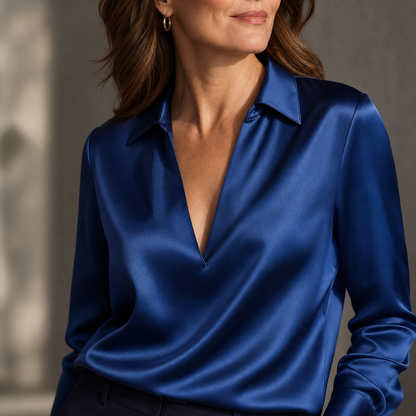 Olimpia Bergonzi™ Versatile V-neck Blouse for Effortless Style