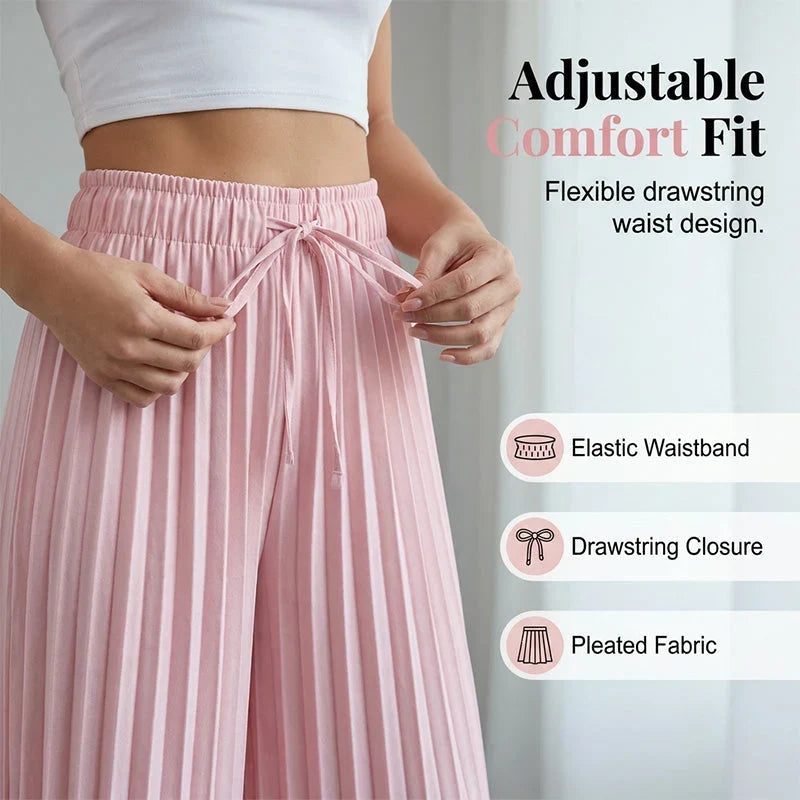 Olimpia Bertacchi™ Flattering Wide-Leg Pants with Adjustable Drawstring