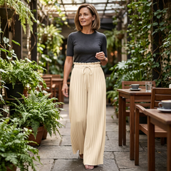Olimpia Bertacchi™ Flattering Wide-Leg Pants with Adjustable Drawstring